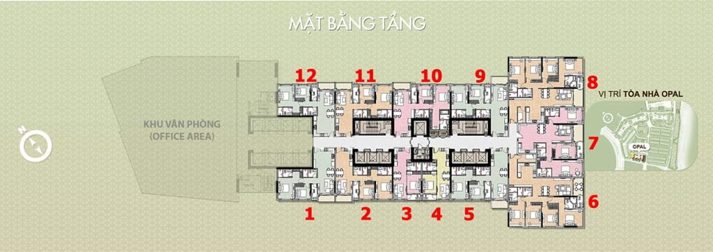 Mặt bằng căn hộ Saigon Pearl Opal Tower